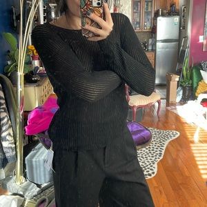NWT Ribbed Semi Sheer Black sweater - Size M
